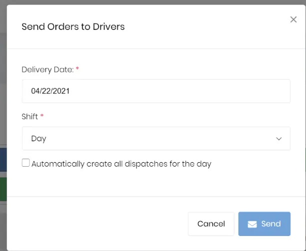 Send orders to drivers