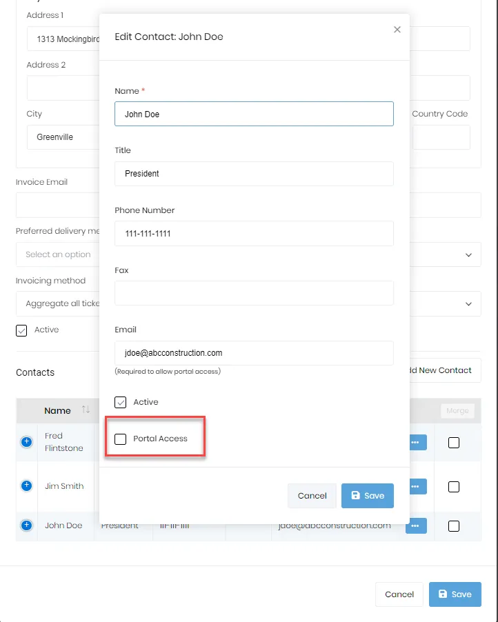 Giving customer access