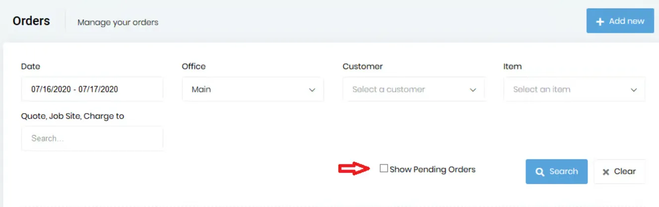Pending Orders