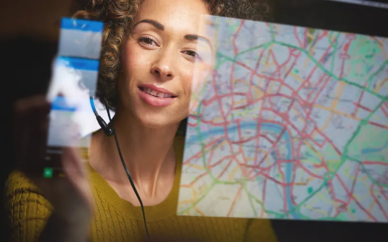 Staff using dispatching software with live map view